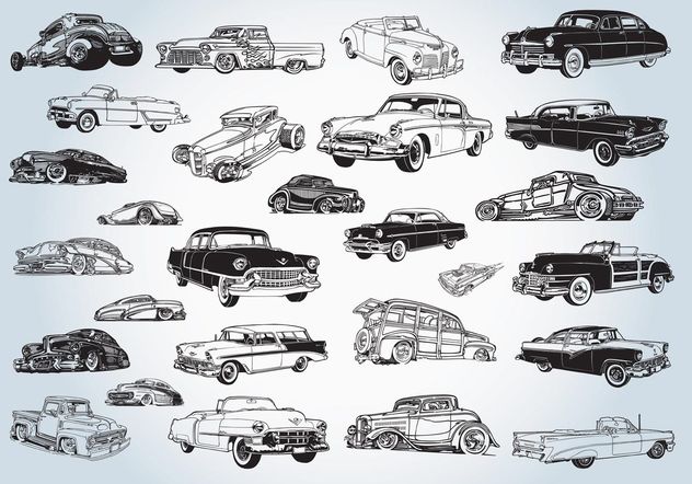 Vintage Cars Vectors - vector gratuit #161517 