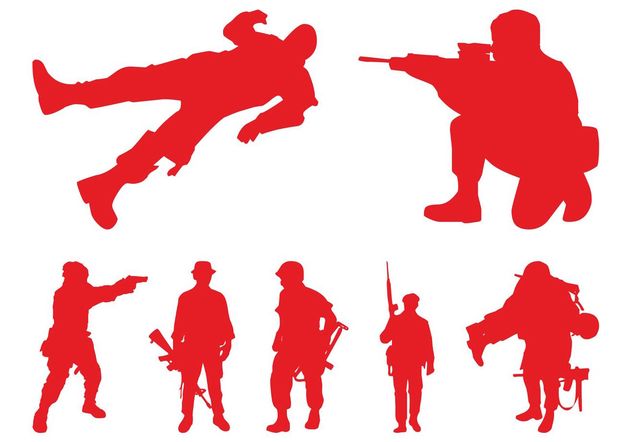 Soldiers Silhouettes Graphics - Free vector #162517