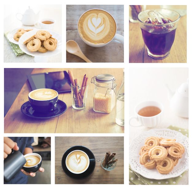 Collage of photos with coffee and cookies - image gratuit #187017 