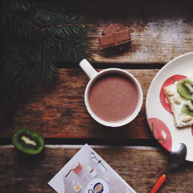 Cup of hot cocoa with kiwi - Free image #198437