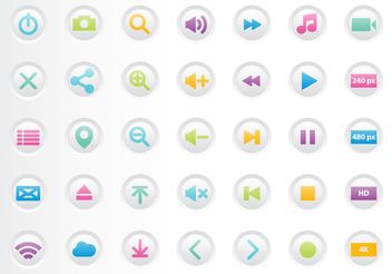 Colorful Media Player Buttons - Free vector #205117