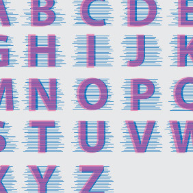 Purple Alphabet With Blue Lines - vector gratuit #206917 