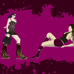 Two Hot Girls - Free vector #214367