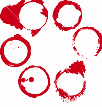 Free set of 6 red round grunge ink wine stains vector - Kostenloses vector #214947