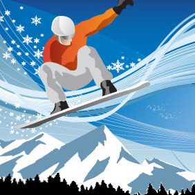 Snowboarding In The Mountains - vector gratuit #217927 