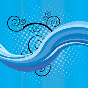 Blue Waves Background - Free vector #221507