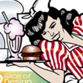 Diner Girl Vector - vector #222787 gratis