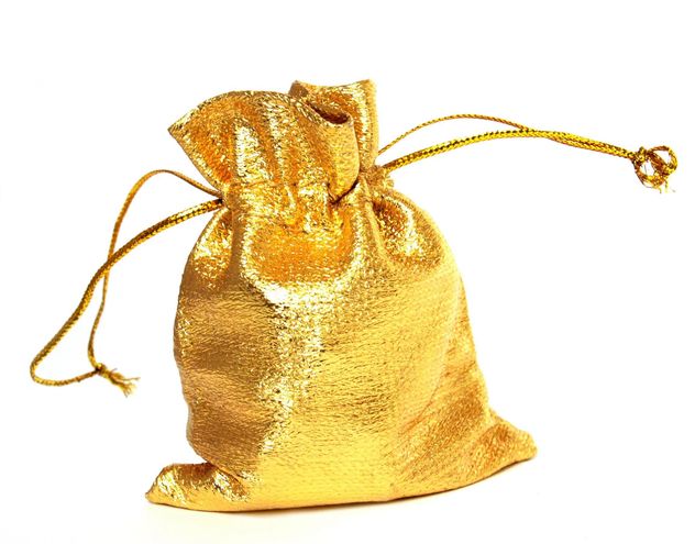 An isolated golden sack on a white background. #goyellow - image gratuit #272607 