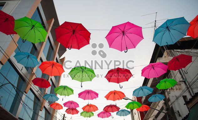 colored umbrellas hanging - image #273097 gratis