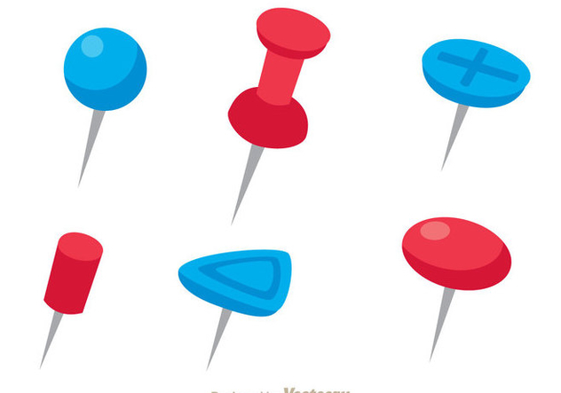 Red And Blue Push Pin Vectors - Free vector #274307