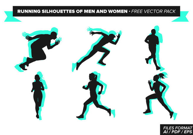 Running Silhouettes Of Men And Women Free Vector Pack - vector gratuit #275217 