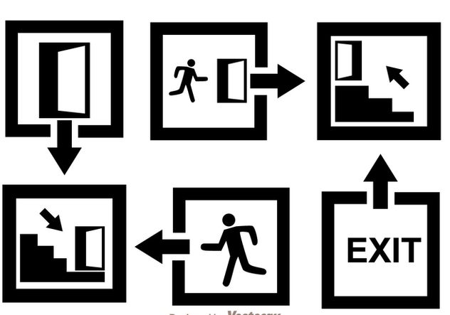 Black Exit Icons - Free vector #305097