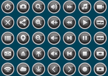 Metal Media Player Buttons - Free vector #305227