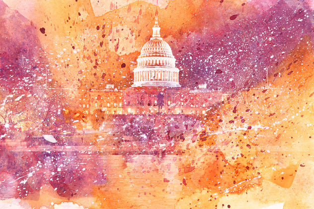 Acrylic DC Capitol - Yellow & Purple - image gratuit #324357 