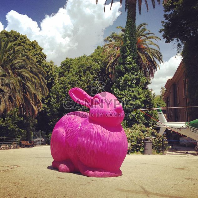 Sculpture of pink rabbit - Free image #331197