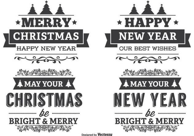 Typographic Christmas Label Set - vector gratuit #338817 