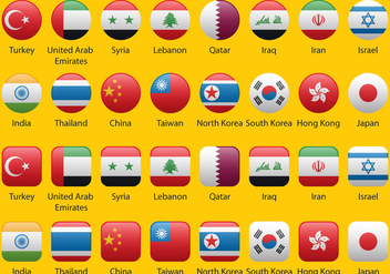 Asian Flags - vector gratuit #343787 