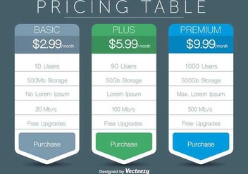 Pricing Table Vectors - Free vector #345787
