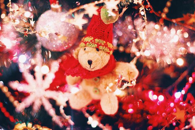 Christmas decorations on Christmas tree closeup - бесплатный image #347797
