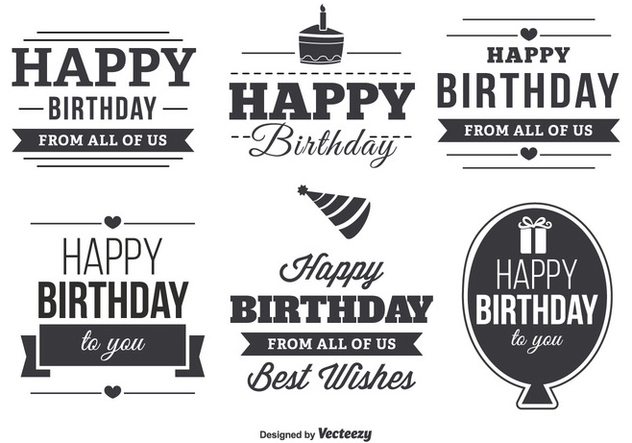 Happy Birthday Typographic Label Set - Kostenloses vector #348217