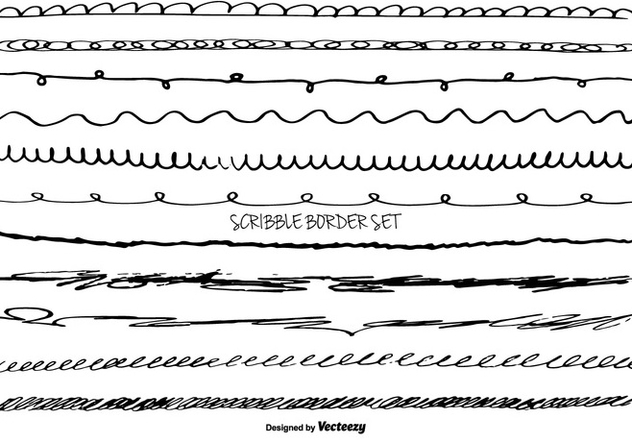 Hand Drawn Scribble Style Vector Border Set - Free vector #350497