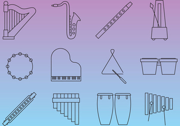 Thin Line Music Instruments - Free vector #352717