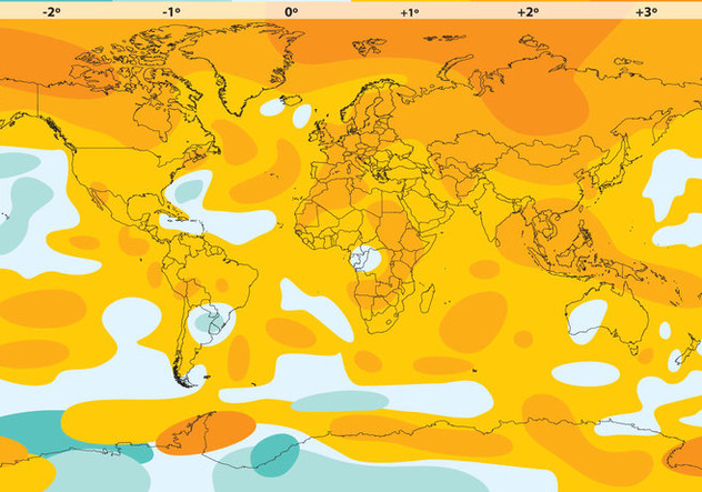 Global Warming Vector Map - бесплатный vector #352817