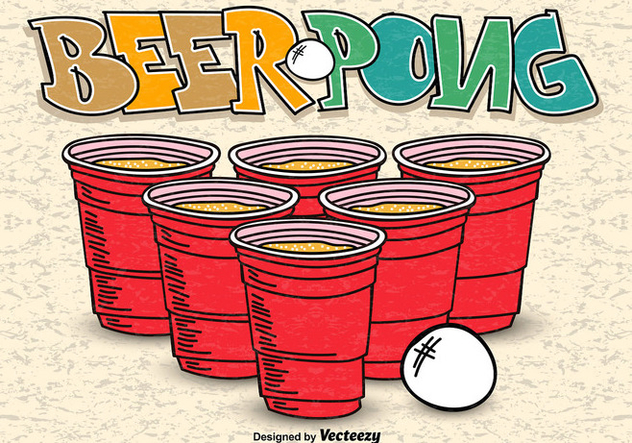 Beer Pong Hand Drawn Poster Vector - Kostenloses vector #356367