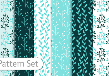 Blue Floral Pattern Set - Kostenloses vector #356787