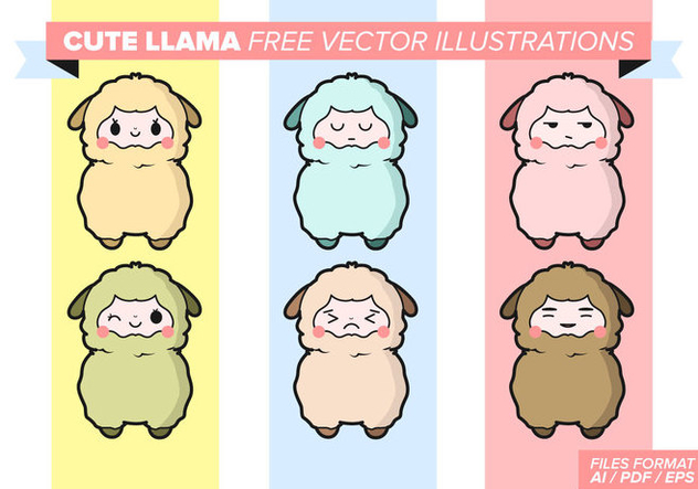 Cute Llama Free Vector Illustrations - Free vector #357517