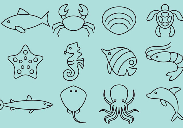 Sea Animals Line Icon Vectors Free Vector Download 357737 | CannyPic