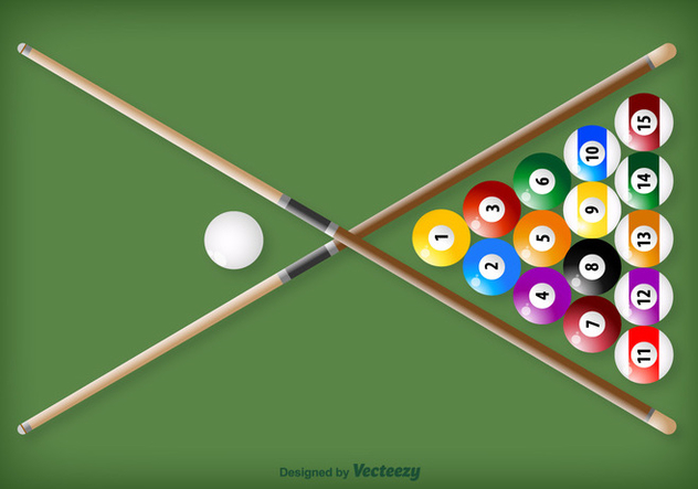 Vector Crossed Pool Sticks And Balls - Free vector #361087
