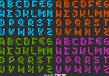 3D Pixel Alphabet Vector Set - Kostenloses vector #363187