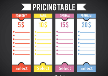 Blank Pricing Table Template Vector - бесплатный vector #363937