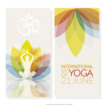 Colorful Yoga Day Banner Set Free Vector Download 372315 Cannypic