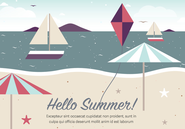 Free Vintage Summer Beach Vector Illustration - бесплатный vector #379117
