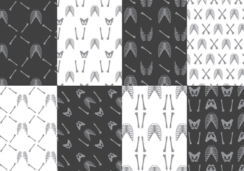 Black and White Ribcage Patterns - Kostenloses vector #380937