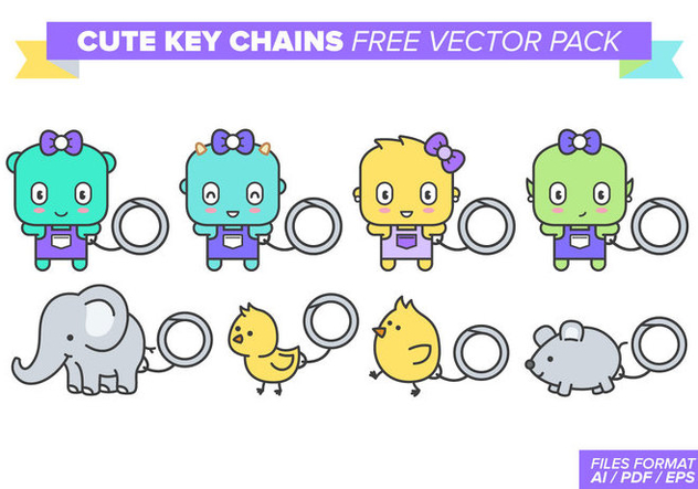 Cute Key Chains Free Vector Pack - vector #382137 gratis