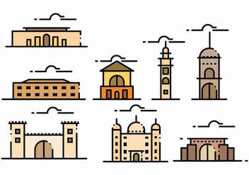Minimalist Maroc Landmark Icon Set - Free vector #388077