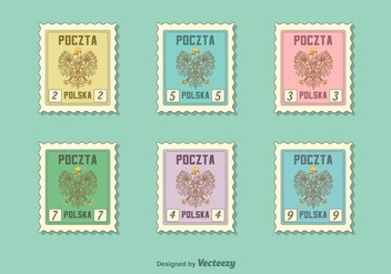 Polish Eagle Vector Postal Stamps - Free vector #389537