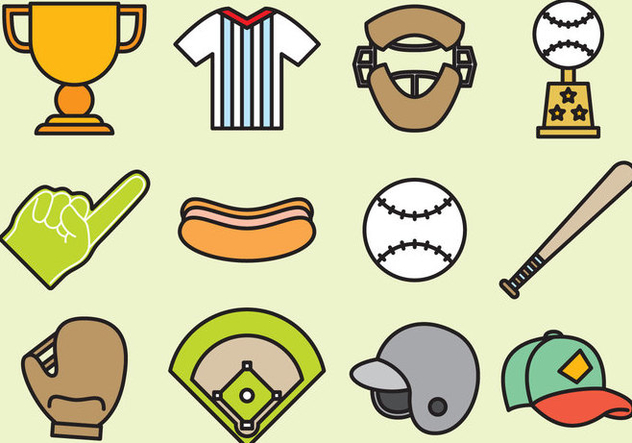 Cute Baseball Icons - бесплатный vector #390767