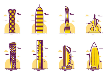 Qatar Skyscrapers Vector - бесплатный vector #392967