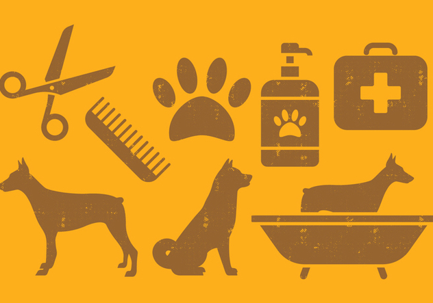 Pet Dog Icons Set - vector gratuit #393617 