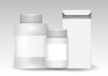 Free Plastic and Box Packaging for Pill, Cosmetic, and Vitamins Vector - vector gratuit #393707 