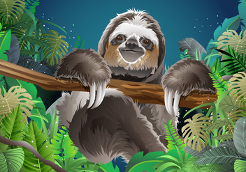Relaxing Sloth Vector - vector #395267 gratis