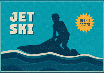 Free Jet Ski Vector Retro Poster - бесплатный vector #395417