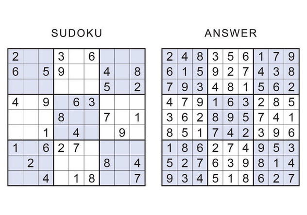 jogo sudoku com solução 15582378 Vetor no Vecteezy