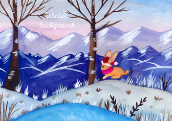 Free Vector Watercolor Christmas Landscape - Free vector #399457