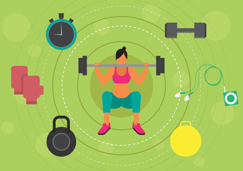 Free Woman Doing Squat Workout Illustration - vector gratuit #399957 