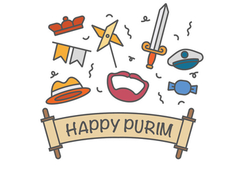 Happy purim vector icons - бесплатный vector #401987